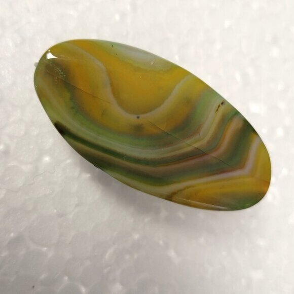 Yellow Green Agate Ring Adjustable Band Handmade Semi Precious Ring - Picture 2 of 9
